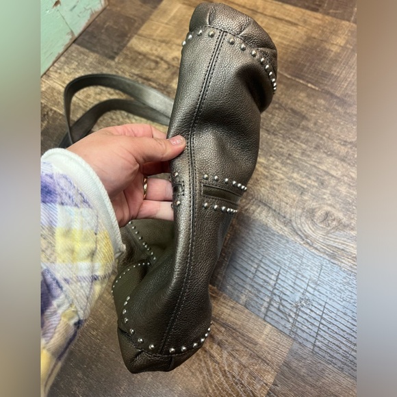 Brighton Bronze Leather Shoulder Bag Andie Pretty Tough Metallic Studded - Picture 4 of 6